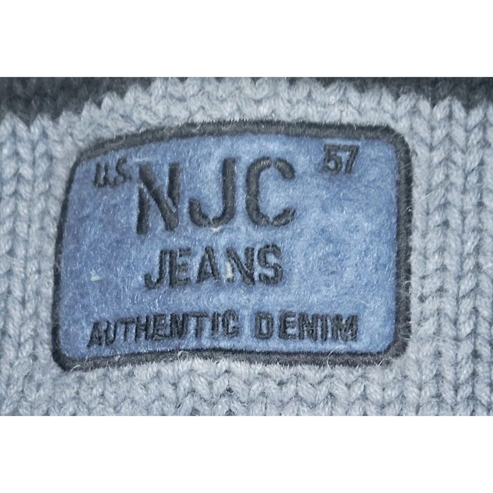 Vintage 90s Nautica Jeans Striped Oatmeal Blue Patch Knit Men's XL Sweater